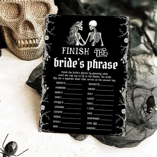 Halloween Skeleton Finish the Bride's Phrase Game Einladung