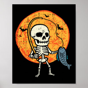 Halloween Skeleton Fischereikostüm Fischer Männer  Poster