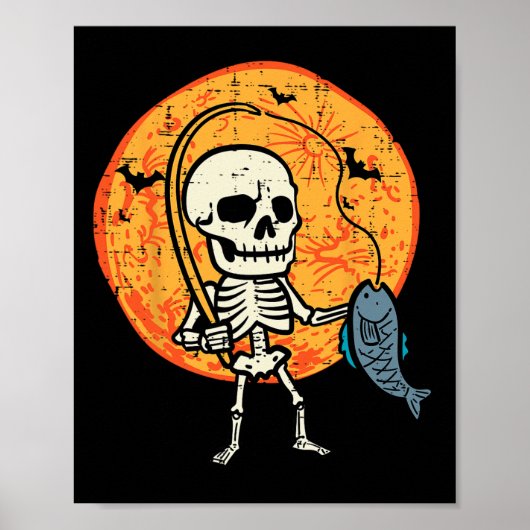 Halloween Skeleton Fischereikostüm Fischer Männer Poster (Vorne)