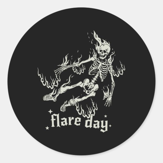 Halloween Skeleton Flare Day Fibromyalgie Endometa Runder Aufkleber (Vorderseite)