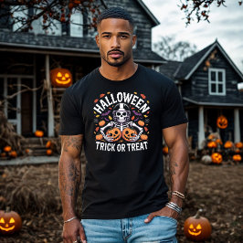 Halloween Skeleton Football Player Trick oder Treu T-Shirt