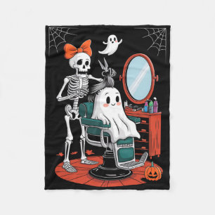 Halloween Skeleton Friseur Frisör Fleecedecke