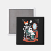 Halloween Skeleton Friseur Frisör Magnet (Vorderseite/Rückseite)