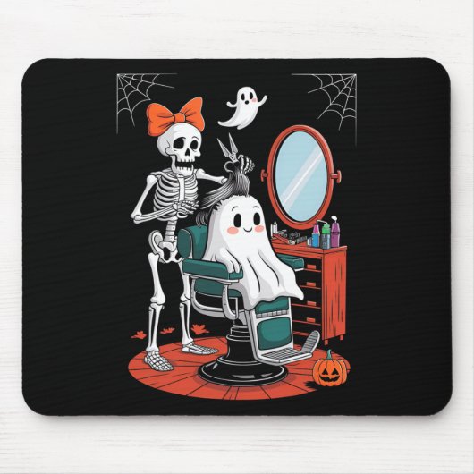 Halloween Skeleton Friseur Frisör Mousepad (Vorne)
