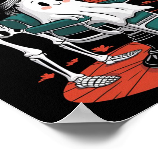 Halloween Skeleton Friseur Frisör Poster (Ecke)