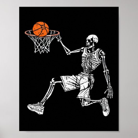 Halloween Skeleton Fun Bysketbyll Team Player Slam Poster (Vorne)