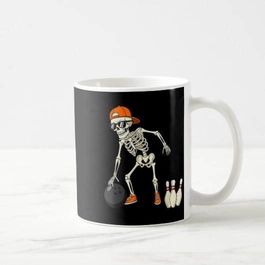 Halloween Skeleton Funny Bowling Lovers For Teens  Kaffeetasse (Rechts)