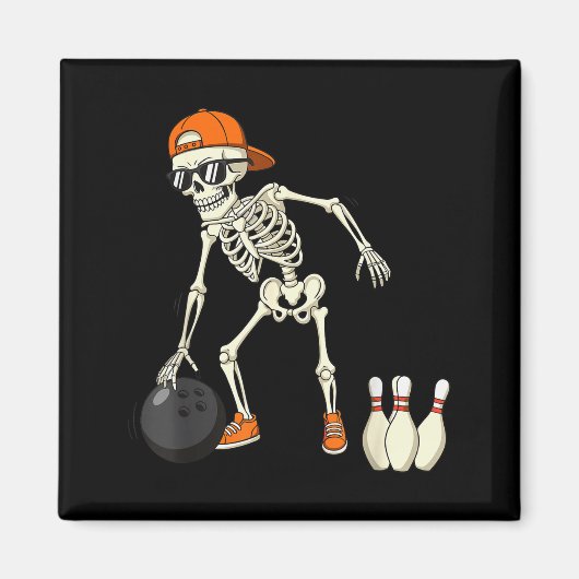 Halloween Skeleton Funny Bowling Lovers For Teens Magnet (Vorne)