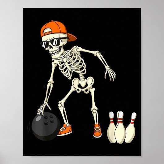 Halloween Skeleton Funny Bowling Lovers For Teens Poster (Vorne)