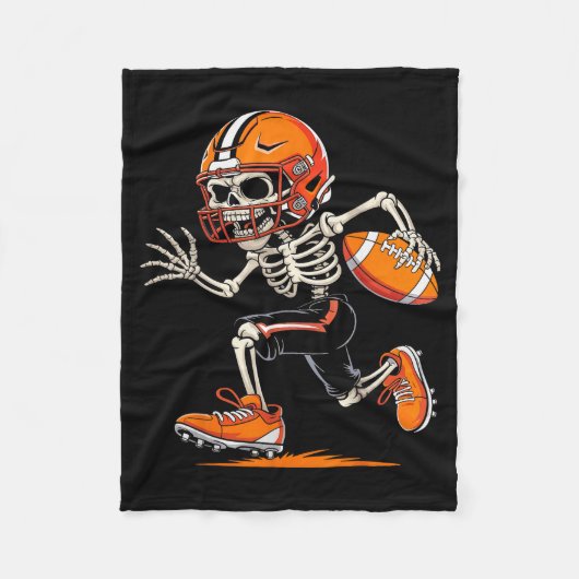 Halloween Skeleton Funny Football Shirt For Teens Fleecedecke (Vorderseite)