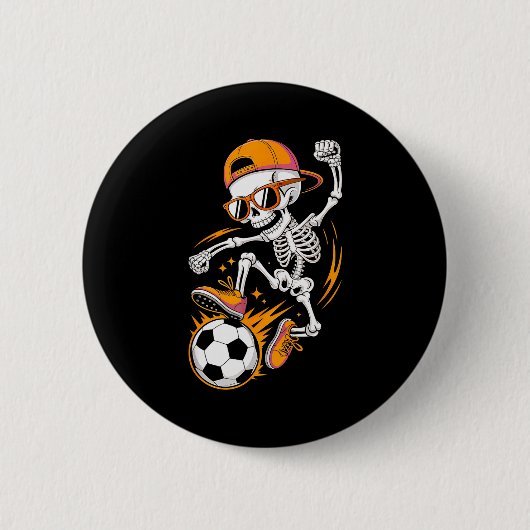 Halloween Skeleton Funny Soccer Shirt For Teens Bo Button (Vorderseite)