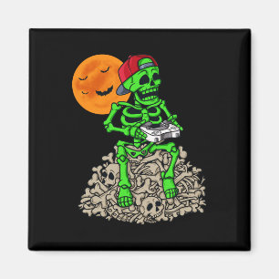 Halloween Skeleton Gamer Boys Kids Teens Gaming Magnet