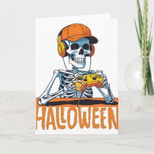 Halloween Skeleton Gamer Funny Video Gaming Boys m Karte