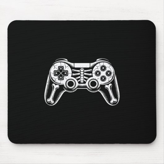 Halloween Skeleton Gamer Funny Video Gaming Geek B Mousepad (Vorne)