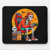 Halloween Skeleton Gamer Funny Video Gaming Hallow Mousepad (Vorne)