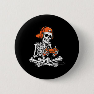 Halloween Skeleton Gamer Gamer Boys Men Kid Button