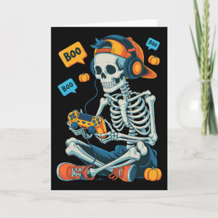 Halloween Skeleton Gamer Gamer Boys Men Kid Karte