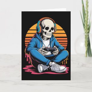 Halloween Skeleton Gamer Gamer Boys Men Kid Karte