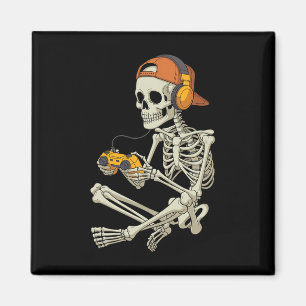 Halloween Skeleton Gamer Gamer Boys Men Kid Magnet