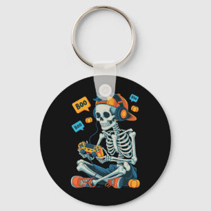 Halloween Skeleton Gamer Gamer Boys Men Kid Schlüsselanhänger