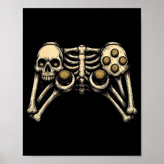 Halloween Skeleton Gamer Gaming Controller Costume Poster (Vorne)
