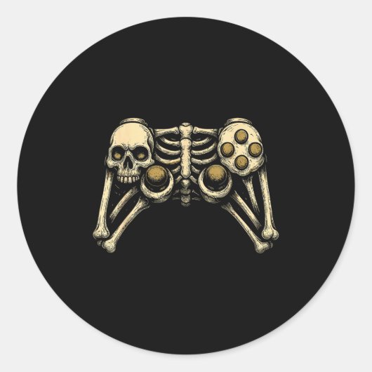 Halloween Skeleton Gamer Gaming Controller Costume Runder Aufkleber (Vorderseite)