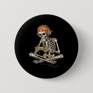 Halloween Skeleton Gamer Gaming Funny Gaming Button