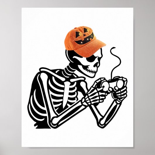 Halloween Skeleton Gamer Gaming Men Boys Kid Poster (Vorne)