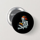 Halloween Skeleton Gamer Pixel Video Gaming Boys M Button (Vorne & Hinten)