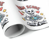 Halloween Skeleton Gamer Pixel Video Gaming Geschenkpapier (Rolleneckpunkt)