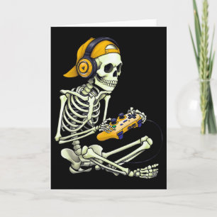 Halloween Skeleton Gamer T-Shirt für Jungs Männer Karte