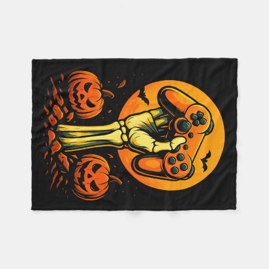 Halloween Skeleton Gamer Video Gaming Controller B Fleecedecke (Vorderseite (Horizontal))