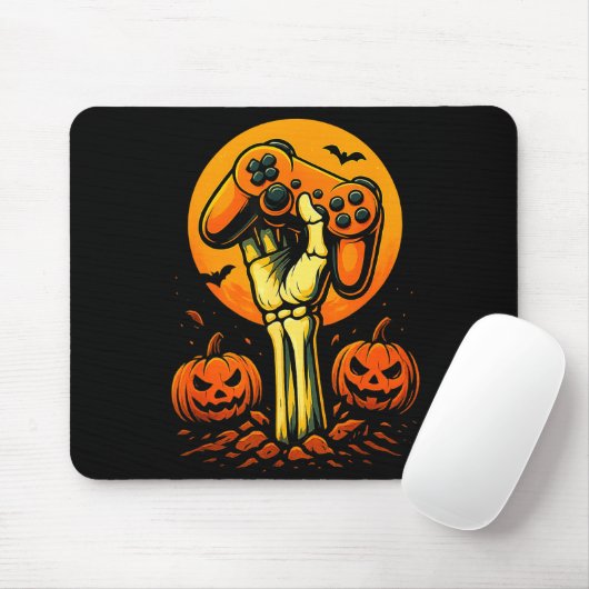 Halloween Skeleton Gamer Video Gaming Controller B Mousepad (Mit Mouse)