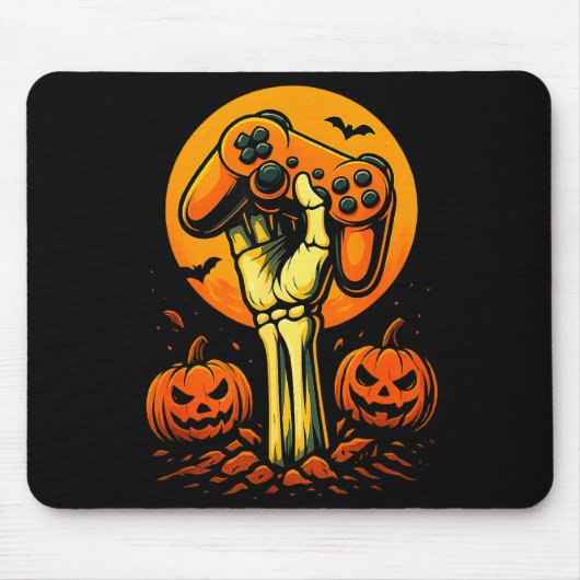 Halloween Skeleton Gamer Video Gaming Controller B Mousepad (Vorne)