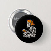 Halloween Skeleton Gamer Video Gaming Funny Skelet Button (Vorne & Hinten)