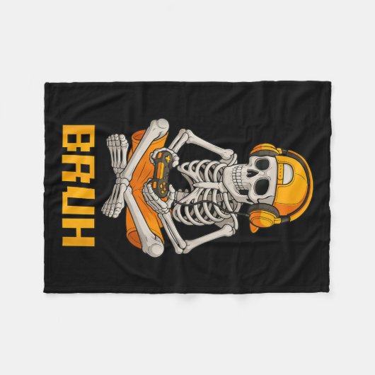 Halloween Skeleton Gamer Video Gaming Funny Skelet Fleecedecke (Vorderseite (Horizontal))