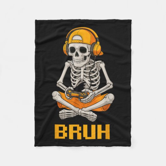 Halloween Skeleton Gamer Video Gaming Funny Skelet Fleecedecke (Vorderseite)