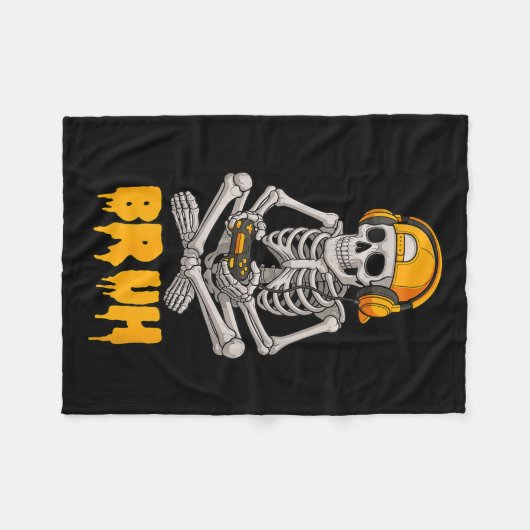 Halloween Skeleton Gamer Video Gaming Funny Skelet Fleecedecke (Vorderseite (Horizontal))