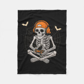 Halloween Skeleton Gamer Video Gaming Funny Skelet Fleecedecke (Vorderseite)
