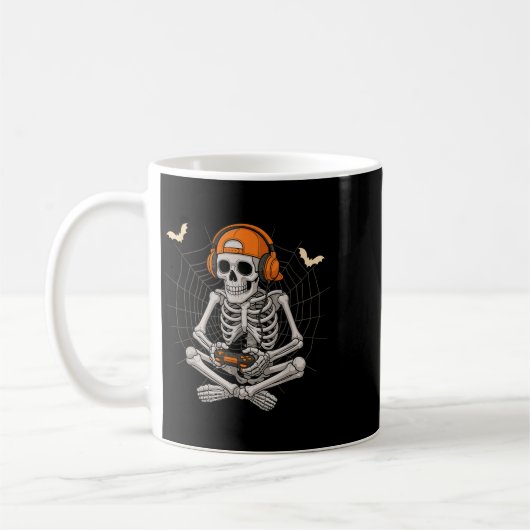 Halloween Skeleton Gamer Video Gaming Funny Skelet Kaffeetasse (Links)