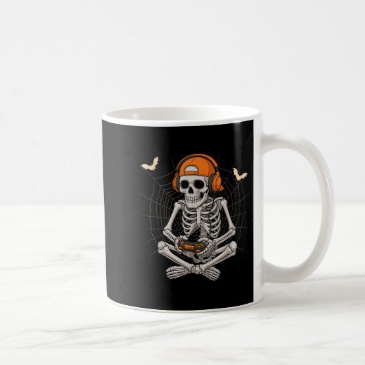 Halloween Skeleton Gamer Video Gaming Funny Skelet Kaffeetasse (Rechts)
