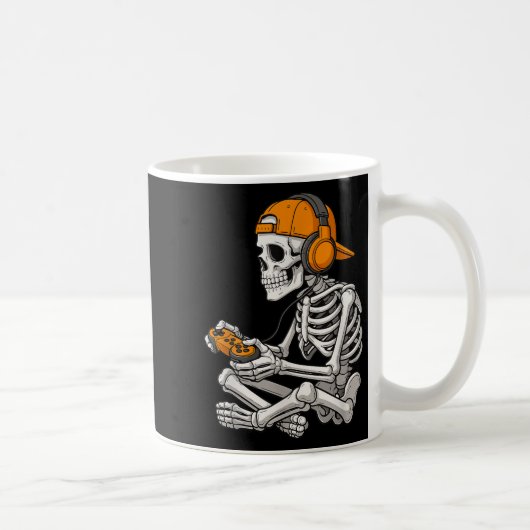 Halloween Skeleton Gamer Video Gaming Funny Skelet Kaffeetasse (Rechts)