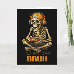 Halloween Skeleton Gamer Video Gaming Funny Skelet Karte