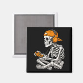 Halloween Skeleton Gamer Video Gaming Funny Skelet Magnet (Vorderseite/Rückseite)