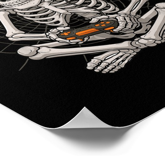 Halloween Skeleton Gamer Video Gaming Funny Skelet Poster (Ecke)