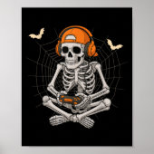 Halloween Skeleton Gamer Video Gaming Funny Skelet Poster (Vorne)