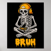 Halloween Skeleton Gamer Video Gaming Funny Skelet Poster (Vorne)