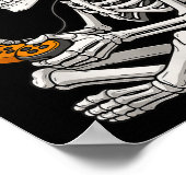 Halloween Skeleton Gamer Video Gaming Funny Skelet Poster (Ecke)