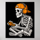Halloween Skeleton Gamer Video Gaming Funny Skelet Poster (Vorne)
