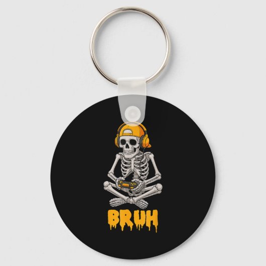 Halloween Skeleton Gamer Video Gaming Funny Skelet Schlüsselanhänger (Vorderseite)